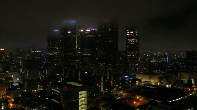 洛杉矶市中心的夜间天线视频素材