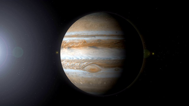 旋转行星木星在太空与黑洞视频素材
