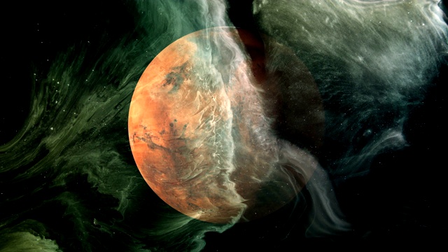 旋转行星火星在太空中的黑洞视频下载