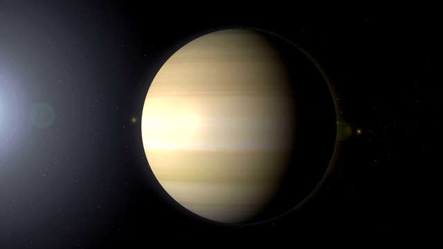 旋转行星土星在太空与黑洞视频素材
