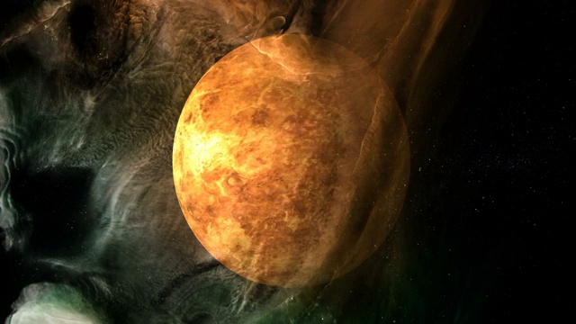 旋转行星金星在太空与黑洞视频素材