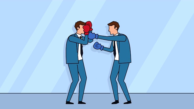 平面卡通商业人物人物拳击格斗对峙对抗概念动画视频下载
