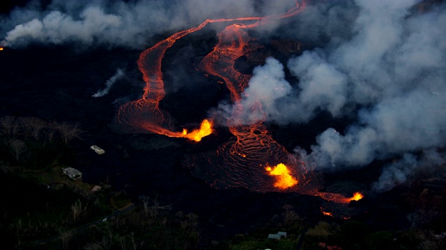 空中的火山岩浆破坏景观基拉韦厄夏威夷视频下载