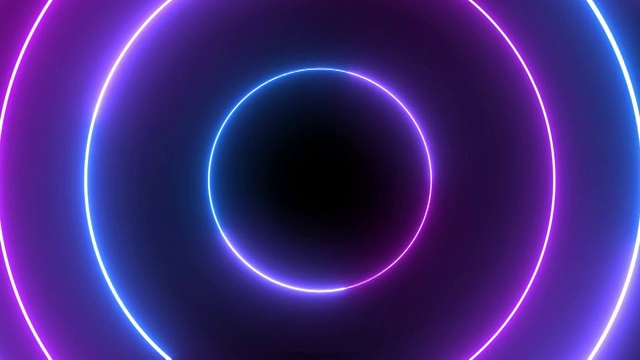 4k蓝色紫色霓虹灯圈灯光背景视频素材