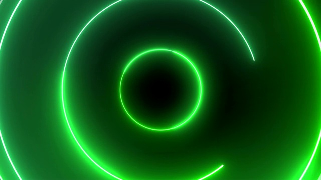4k绿色霓虹圈灯光背景视频素材
