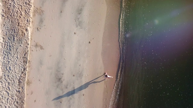 空中漫步沙滩视频素材