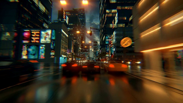 3d假视频游戏。赛车模拟。夜晚的城市。灯雨后。第2部分。视频下载