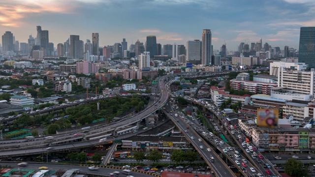 延时拍摄曼谷市中心的天际线视频素材