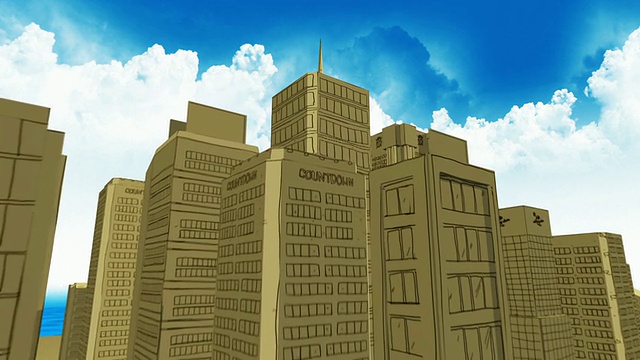 最高的摩天大楼-图解风格3D城市动画视频下载