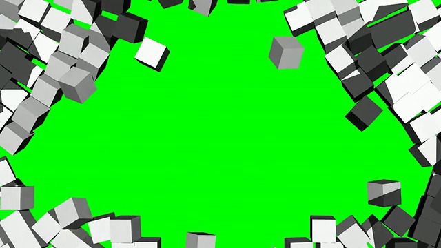 爆炸的3D方块墙(从白色到绿色)视频素材