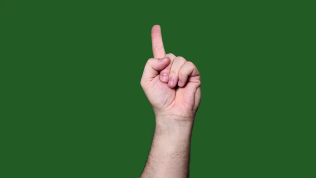 绿色的屏幕。触屏男人手指手势视频下载