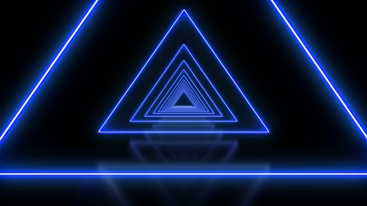蓝色三角形抽象环形背景隧道视频下载