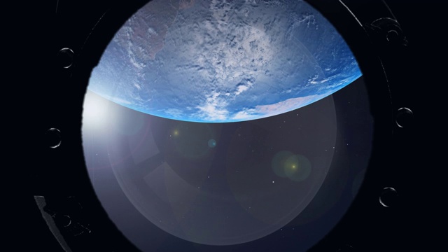 从宇宙飞船的舷窗看到的地球。国际空间站视频素材