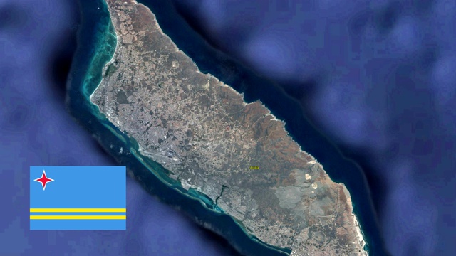 阿鲁巴岛的标志。三维地球在空间-变焦在阿鲁巴外视频素材
