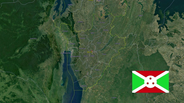 布隆迪与国旗。三维地球在空间-缩放在布隆迪外视频素材