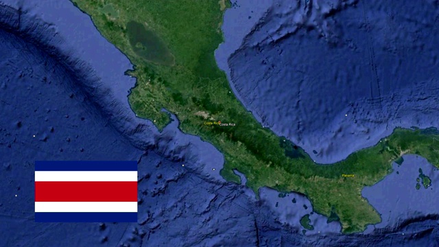 哥斯达黎加国旗。三维地球在太空-缩放在哥斯达黎加外视频下载
