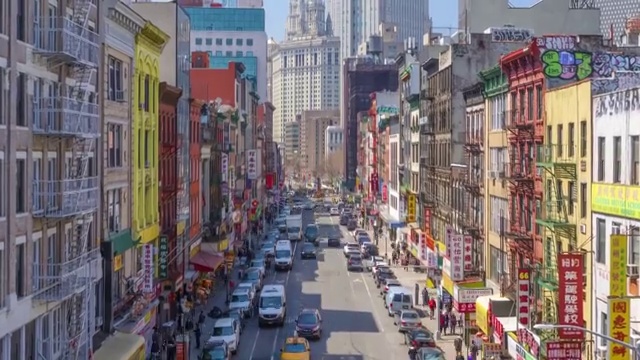 时间流逝和高角度的中国城，曼哈顿，纽约，美国视频素材