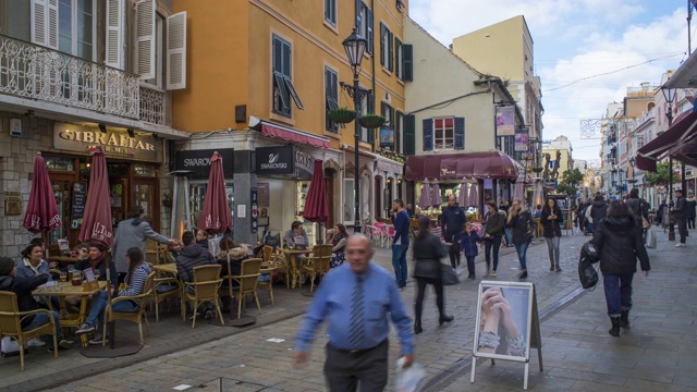 时光流逝，直布罗陀的主要商业和购物区，直布罗陀，英国视频下载