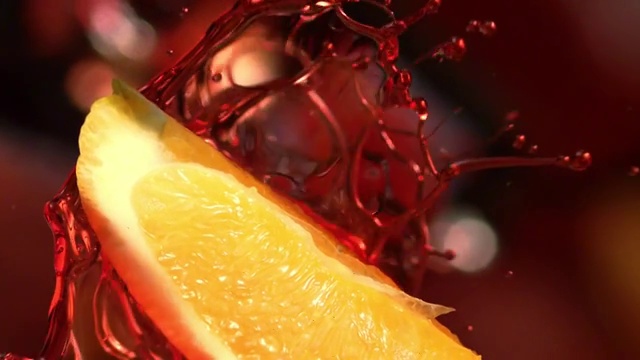 橙子片落入果冻视频素材
