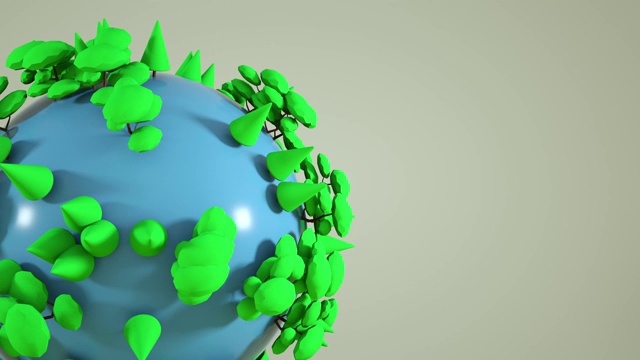 低聚3D渲染绿色地球行星旋转，循环动画视频下载
