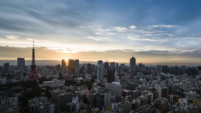 T/L WS HA ZO东京城市日落天际线在高峰时间从黄昏到夜晚视频下载