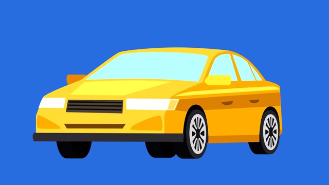 卡通孤立黄色汽车扁平动画视频下载