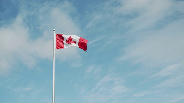 带有蓝天的加拿大国旗视频素材