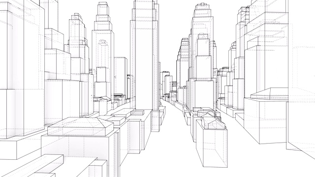 城市轮廓的概念。戴着一副金属框的风格。3 d演示视频视频素材