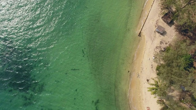 空中拍摄的绿松石海洋和海滩，航拍视频视频素材