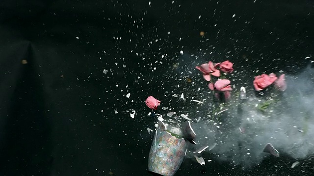花瓶中的花是用慢镜头射击的视频素材
