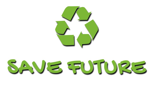 动画回收标志与“绿色”口号-拯救未来视频素材