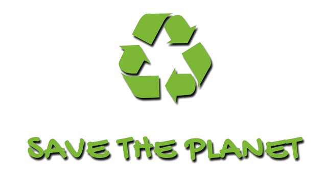 动画回收标志与“绿色”口号-拯救地球视频素材