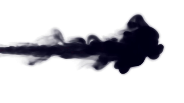 墨慢动作喷在白色背景上。黑色飞溅于水中。烟的背景。漆黑的背景视频素材
