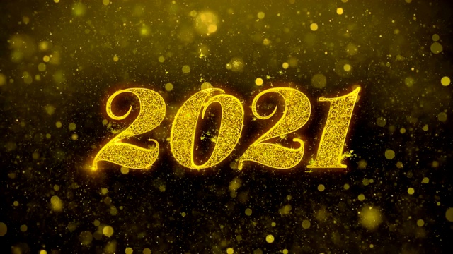 2021_1闪烁文字祝福贺卡，邀请，庆祝烟花视频素材