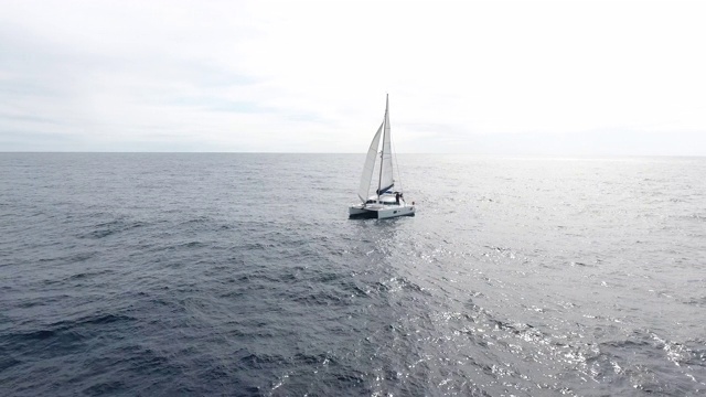 在大西洋中航行双体船视频素材