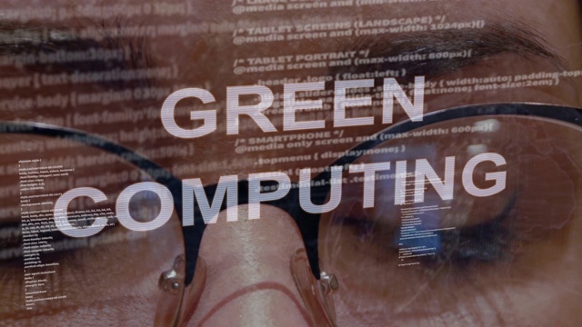 绿色计算文本背景的女性开发者视频下载