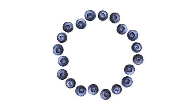 停止运动圆形框架的蓝莓在白色的背景视频素材