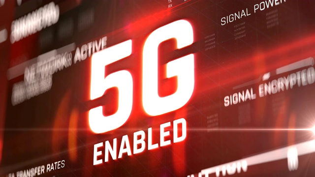 5G技术在手机上启用，高速互联网连接，网络视频素材