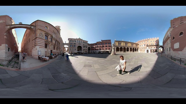 与但丁纪念碑、政府大楼和洛吉亚一起的绅士广场360度视频素材