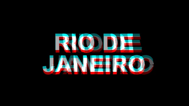 里约热内卢DE JANEIRO Glitch效果文本数字电视失真4K循环动画视频素材