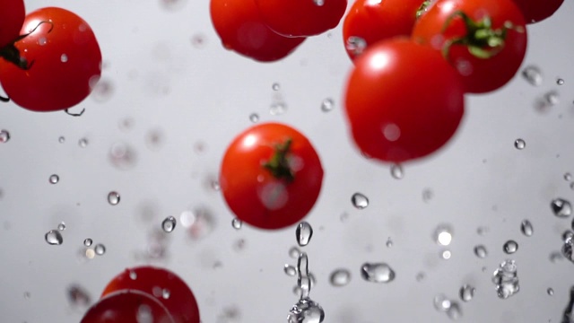 番茄飞溅的慢动作视频素材