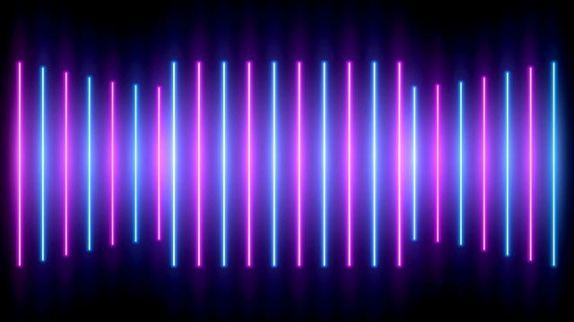 霓虹灯的背景。紫色和蓝色霓虹背景出现和消失。明亮活霓虹背景。4 k视频素材