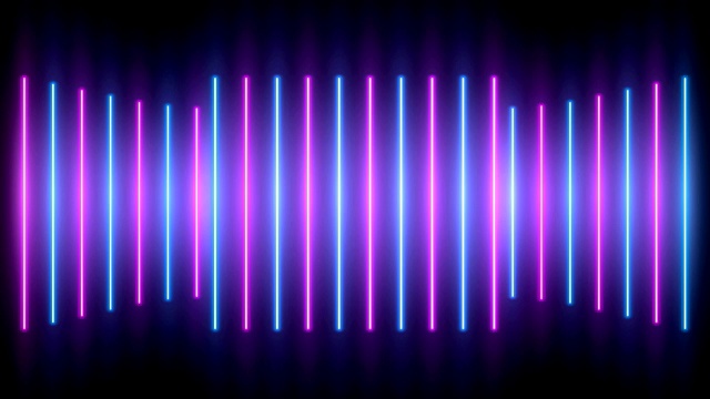 霓虹灯的背景。紫色和蓝色霓虹背景出现和消失。明亮活霓虹背景。4 k视频素材
