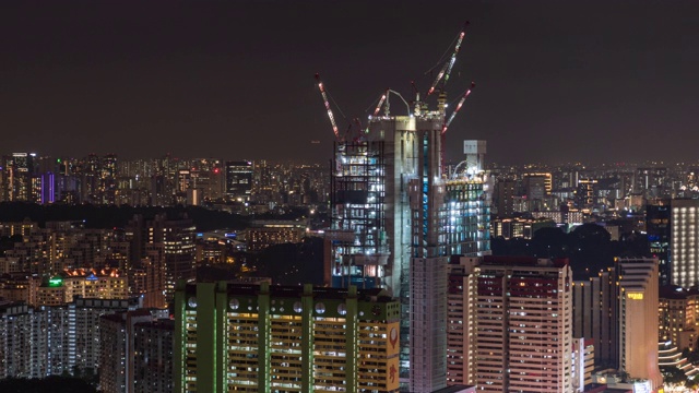 新加坡建筑工地活动，夜间延时视频视频素材