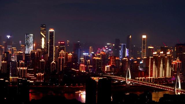 重庆城市夜景，金融和商业中心视频素材