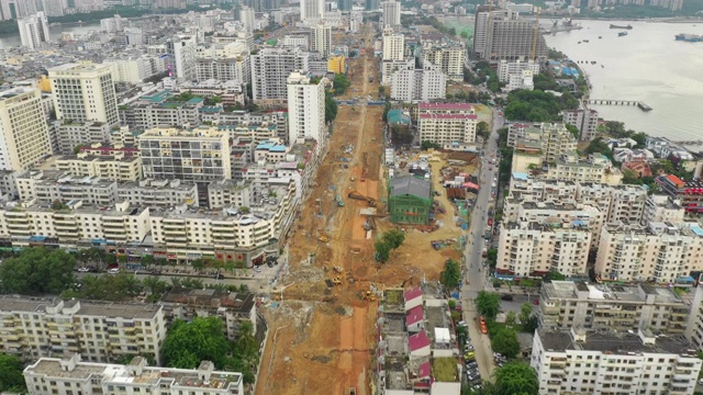 白天三亚城市建设街道湾航拍全景4k中国海南视频素材