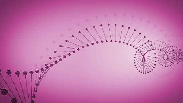 3D渲染动画旋转DNA发光分子在粉红色的背景视频素材