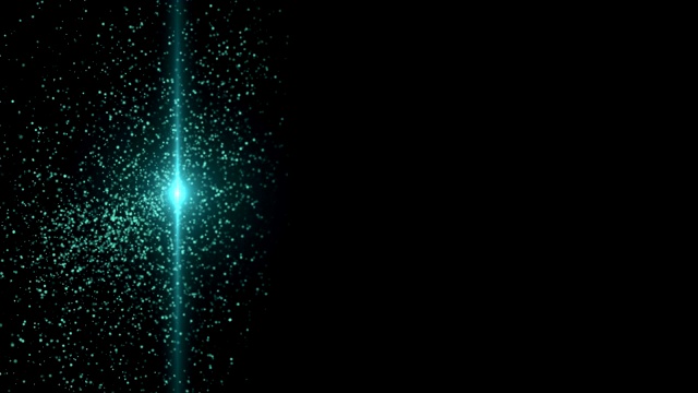 光束和许多美丽的粒子都在空间中，计算机生成抽象背景，3D渲染视频素材