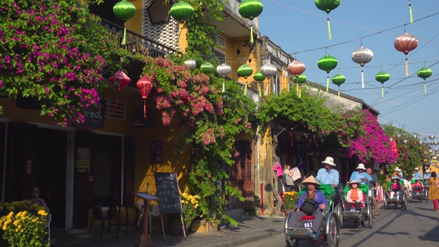 会安，联合国教科文组织世界遗产越南城市。中国灯笼街视频素材