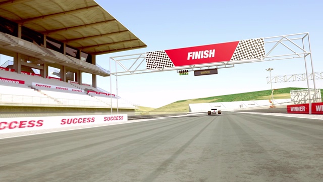 赛车穿过终点线并赢得比赛视频下载